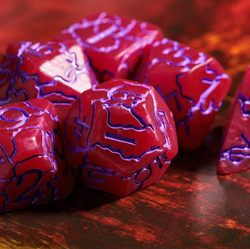 Crimson Twilight Veil Crackle Nexus: 7-Dice RPG Set (Online Only)