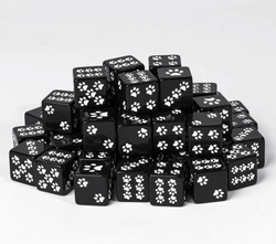 Black Cat Paw Dice Opaque w/White Paw Prints 16mm d6 Dice (sold per die) (Online Only)
