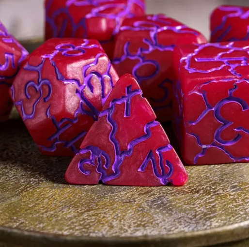 Crimson Twilight Veil Crackle Nexus: 7-Dice RPG Set (Online Only)
