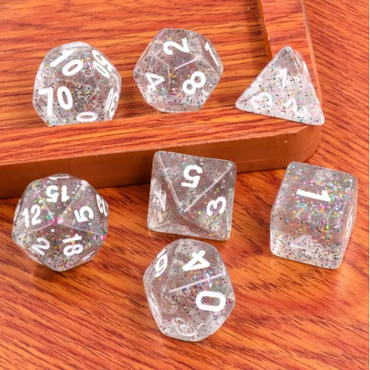 Kindergarten Garland Glitter 7-Dice Set w/White Numbers Dnd Dice Set (Online Only)