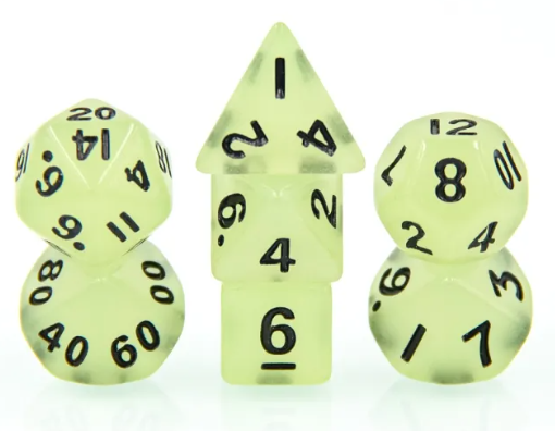 Green Glow 7-Dice Mini-Dice RPG Set Glow-in-Dark Miniature Dice (Online Only)