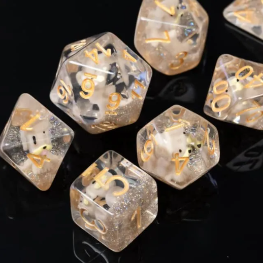 Puppy Dog 7-Dice Set w/Gold Numbers Dnd Dice Set Dog Dice (Online Only)