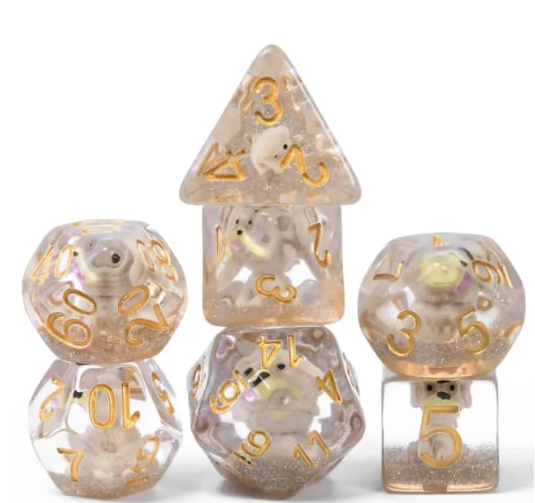 Puppy Dog 7-Dice Set w/Gold Numbers Dnd Dice Set Dog Dice (Online Only)