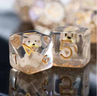 Puppy Dog 7-Dice Set w/Gold Numbers Dnd Dice Set Dog Dice (Online Only)