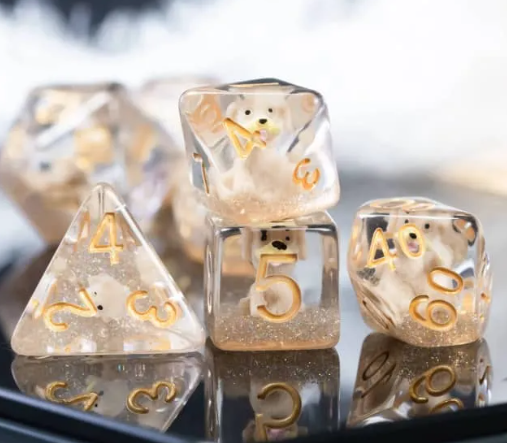 Puppy Dog 7-Dice Set w/Gold Numbers Dnd Dice Set Dog Dice (Online Only)