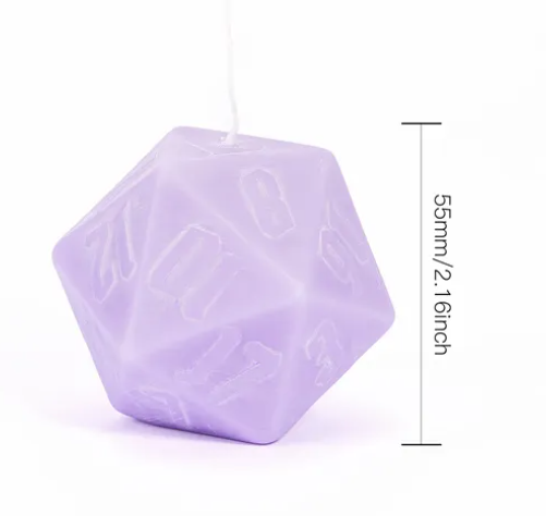 2x Dice Candle | 55mm Candle Dice with Carton Packaging (Purple/Green) (Online Only)