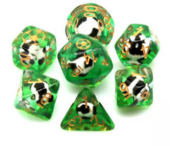 Football Themed 7-Dice Set Green w/ Soccer Ball Inside w/Gold Dnd Dice (Online Only)