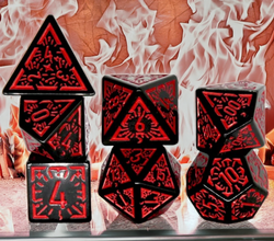Arcane Flames Glyph Polyhedral Dice Set | 7-Dice Black & Red (Online Only)