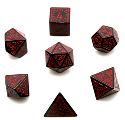 Arcane Flames Glyph Polyhedral Dice Set | 7-Dice Black & Red (Online Only)