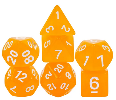 Sunburst Orange Semi-Opaque Acrylic 7-Dice Set - Perfect Starter Kit for RPG Enthusiasts (Online Only)