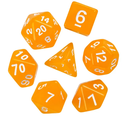 Sunburst Orange Semi-Opaque Acrylic 7-Dice Set - Perfect Starter Kit for RPG Enthusiasts (Online Only)