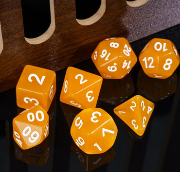 Sunburst Orange Semi-Opaque Acrylic 7-Dice Set - Perfect Starter Kit for RPG Enthusiasts (Online Only)