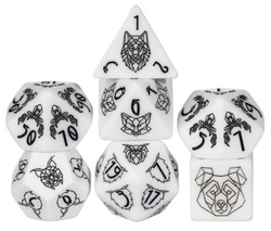Unleash the Wild: Beast Dice - White 7-Dice Set with Black Beast Emblems for RPGs (Online Only)