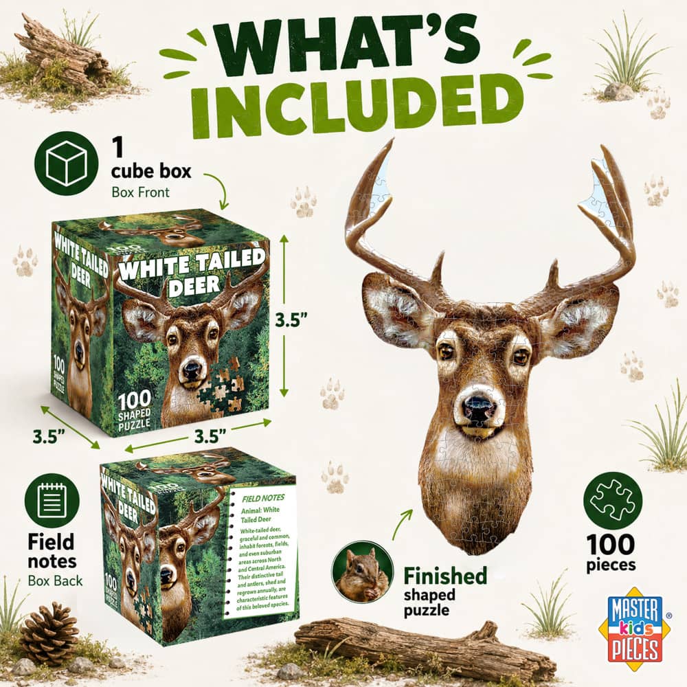 White Tail Deer 100 Piece Shaped Jigsaw Puzzle
