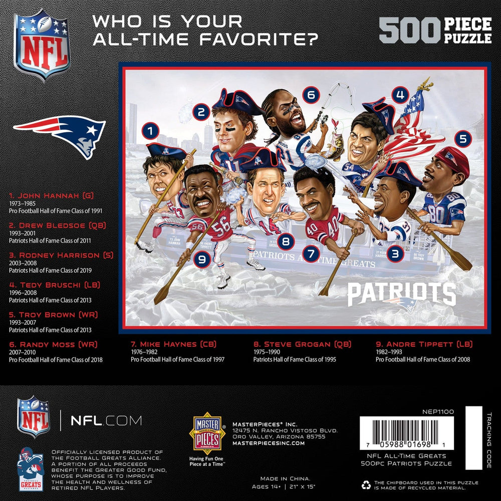 New England Patriots - All Time Greats 500 Piece Jigsaw Puzzle (ONLINE ORDER ONLY)