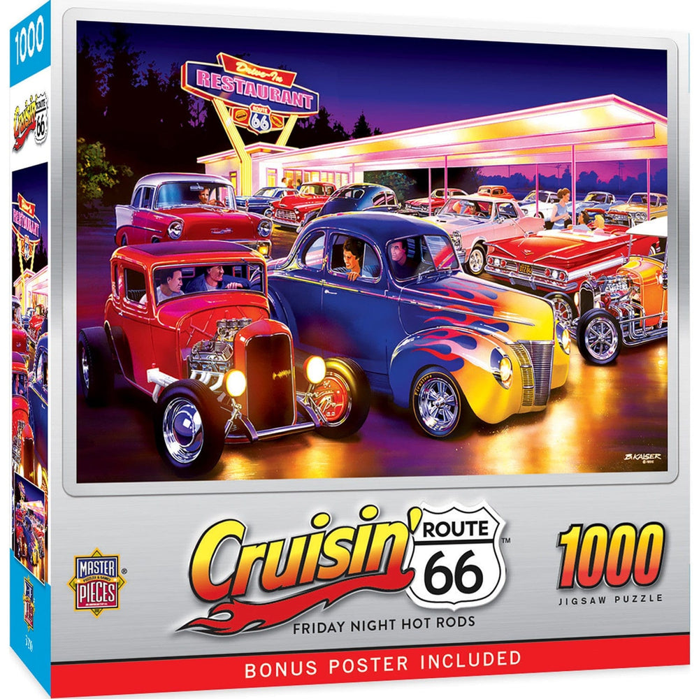 Cruisin' Route 66 - Friday Night Hot Rods 1000 Piece Jigsaw Puzzle (ONLINE ORDER ONLY)