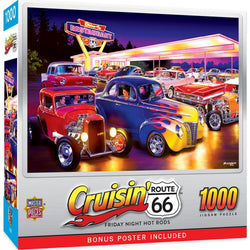 Cruisin' Route 66 - Friday Night Hot Rods 1000 Piece Jigsaw Puzzle (ONLINE ORDER ONLY)