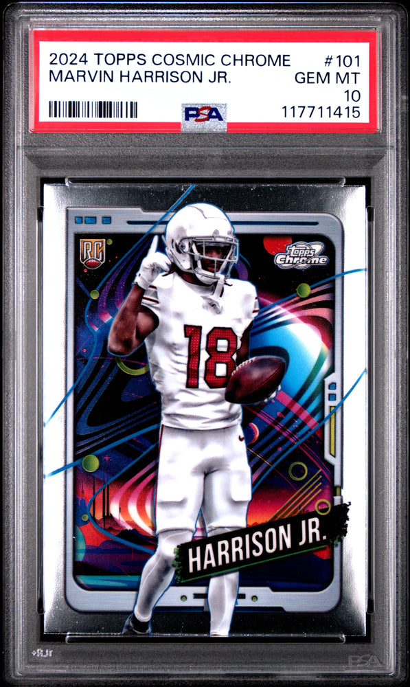 Graded 2024 Topps Cosmic Chrome Marvin Harrison Jr #101 Rookie RC Football Card PSA 10 Gem Mint (ONLINE ORDER ONLY)