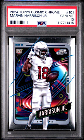 Graded 2024 Topps Cosmic Chrome Marvin Harrison Jr #101 Rookie RC Football Card PSA 10 Gem Mint (ONLINE ORDER ONLY)