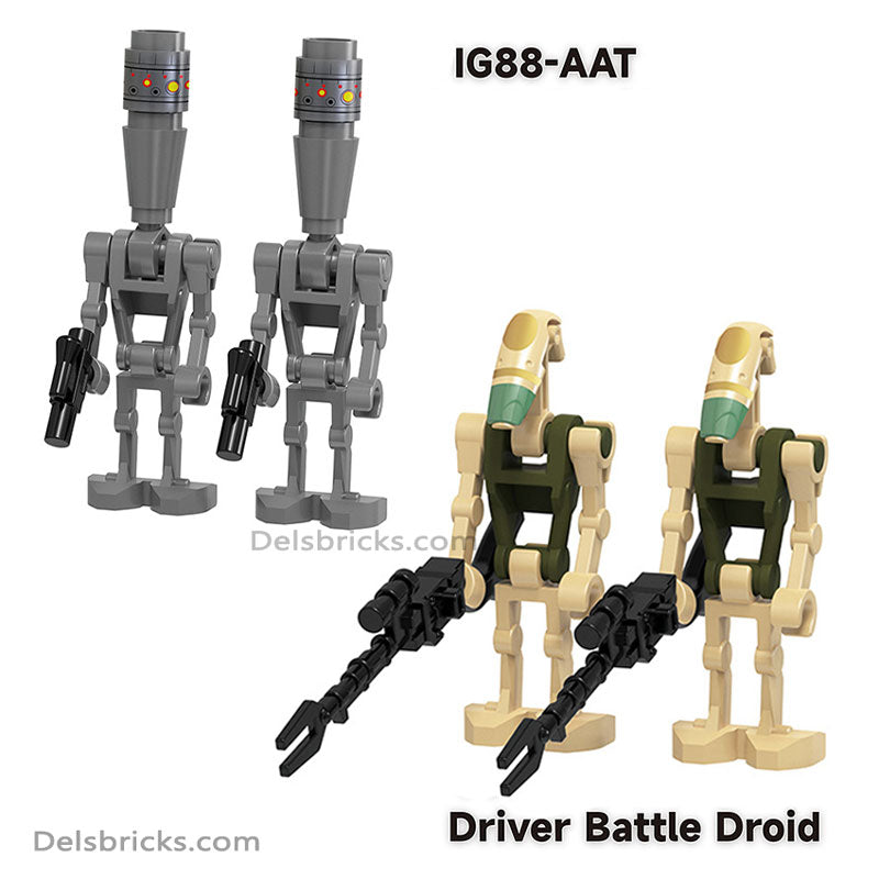 Battle Droids & IG-88 4 pack Lego Star Wars Minifigures Custom Toys (ONLINE ORDER ONLY)
