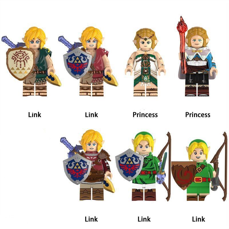 Link and Princess Zelda Minifigure 7-Pack – Legend Fantasy Adventure