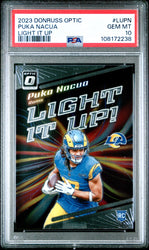 Graded 2023 Panini Donruss Optic Puka Nacua #LUPN Light It Up Rookie RC Football Card PSA 10 Gem Mint (ONLINE ORDER ONLY)