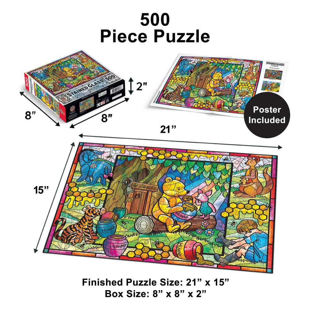 Stained Glass - Winnie the Pooh 500 Piece Jigsaw Puzzle