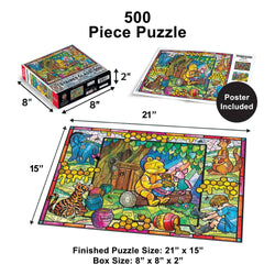 Stained Glass - Winnie the Pooh 500 Piece Jigsaw Puzzle