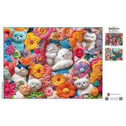 Handcrafted Menagerie - Cozy Cat Bouquet 1000 Piece Jigsaw Puzzle (ONLINE ORDER ONLY)