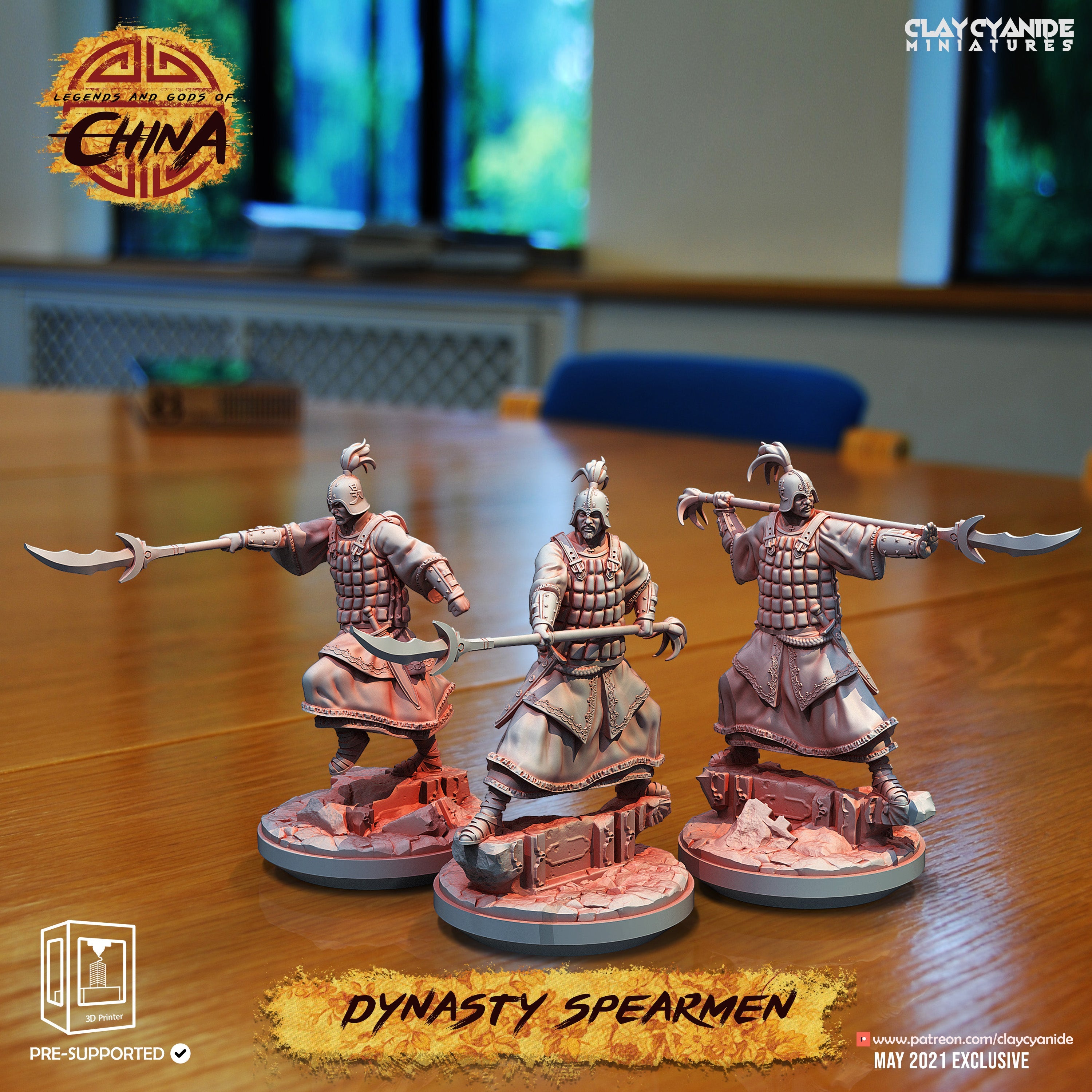 3D Printed Clay Cyanide Dynasty Spearmen Legends and Gods Of China 28 32 mm D&D (Online Only)