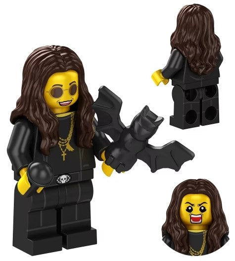 Prince of Darkness Rocker Custom Minifig – Metal Legend with Mic & Shades (Fan-Made) (ONLINE ORDER ONLY)