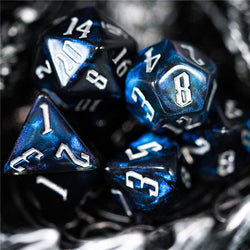 Glitter Party Black Glitter Dice (White font) 7-Dice Set (Online Only)