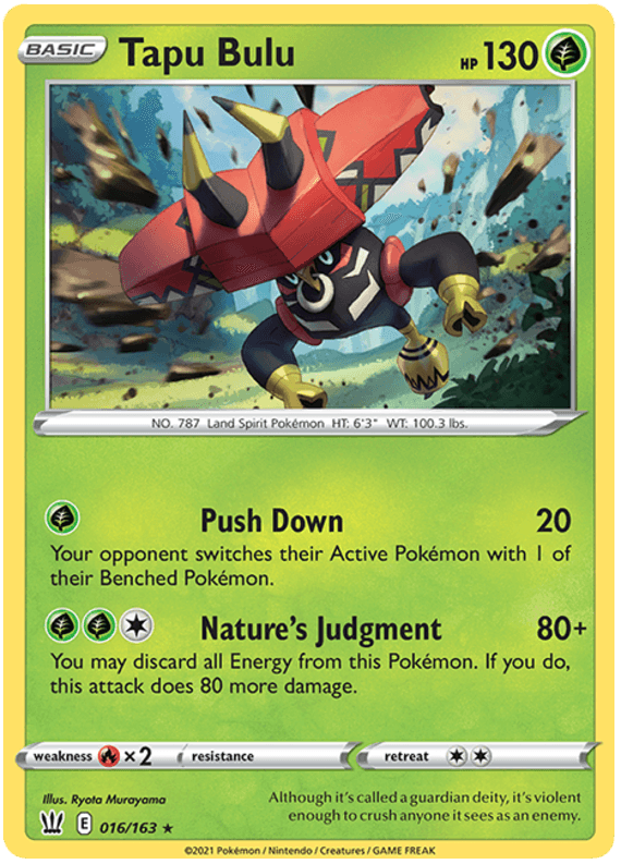 Tapu Bulu (016/163) (Theme Deck Exclusive) [Sword & Shield: Battle Styles] (Online Only)