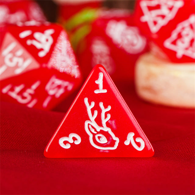 Red Christmas Dice w/White Presents Trees Snowman Holiday Festive (Online Only)