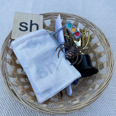 Bag Full of Blends & Digraphs Objects Kit (sh, sn, sp, st, tr) -With Wooden Tiles (ONLINE ORDER ONLY)