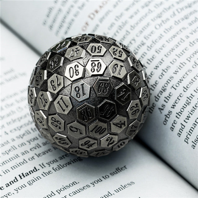 Silver Plated Ancient Metal d100 Dungeons and Dragons RPG (Online Only)