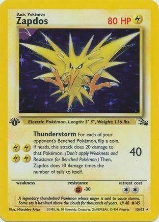 Zapdos (15/62) (Cosmos Holo) [Fossil 1st Edition] (Online Only)
