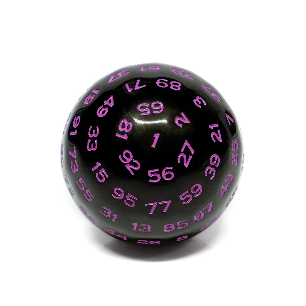 "Purple" Single 100 Sided Polyhedral Dice (D100) | Solid Black Color (45mm) Purple (Online Only)