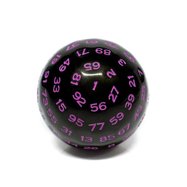 "Purple" Single 100 Sided Polyhedral Dice (D100) | Solid Black Color (45mm) Purple (Online Only)