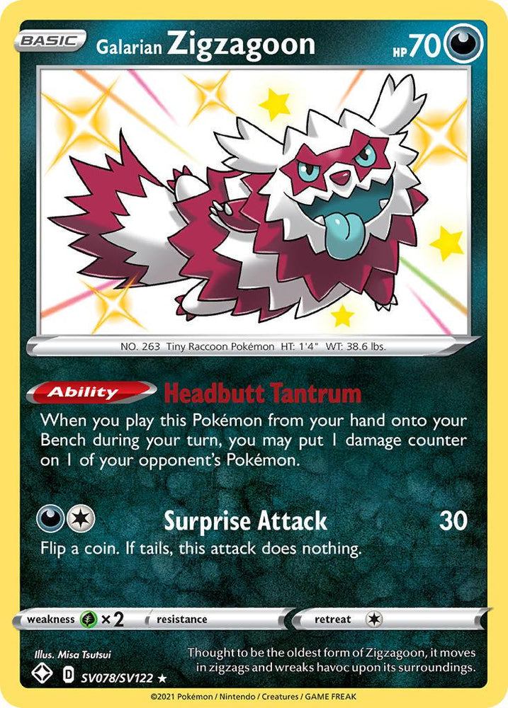 Galarian Zigzagoon (SV078/SV122) [Sword & Shield: Shining Fates] (Online Only)