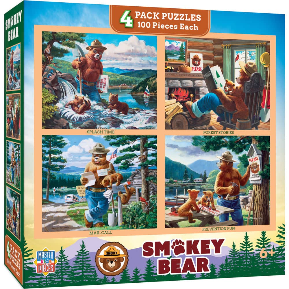Smokey Bear 100 Piece Jigsaw Puzzles 4-Pack