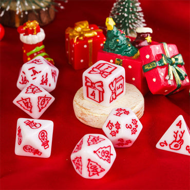 White Christmas Dice w/Red Presents Trees Snowman Holiday Festive (Online Only)