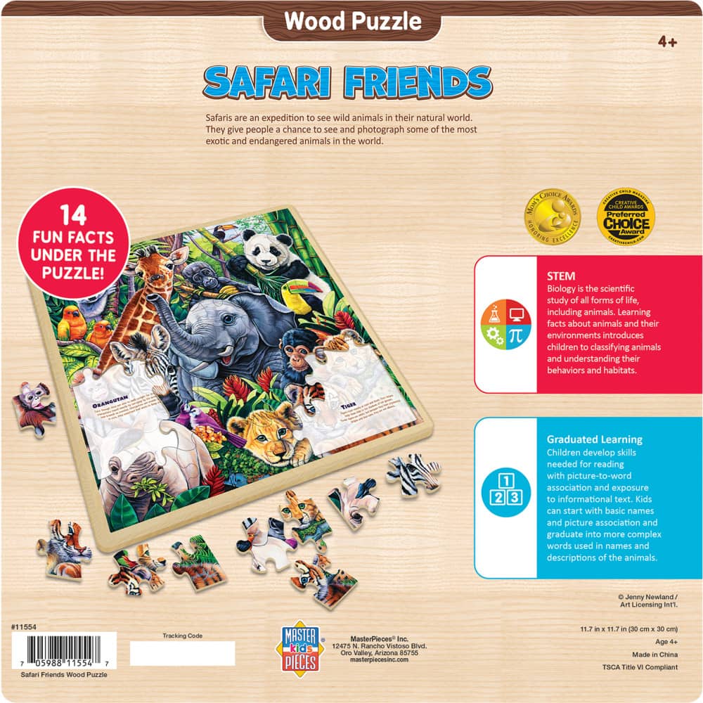 Wood Fun Facts - Safari Friends 48 Piece Wood Jigsaw Puzzle