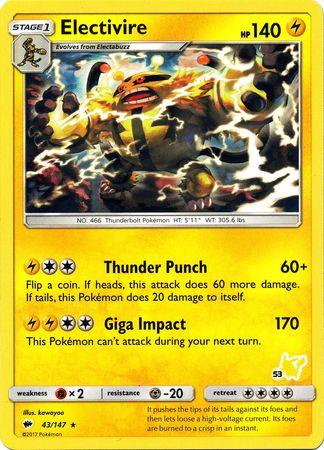 Electivire (43/147) (Pikachu Stamp #53) [Battle Academy 2020] (Online Only)