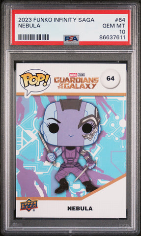 2023 UPPER DECK FUNKO POP MARVEL  NEBULA  #64  PSA 10 (Online Order Only)