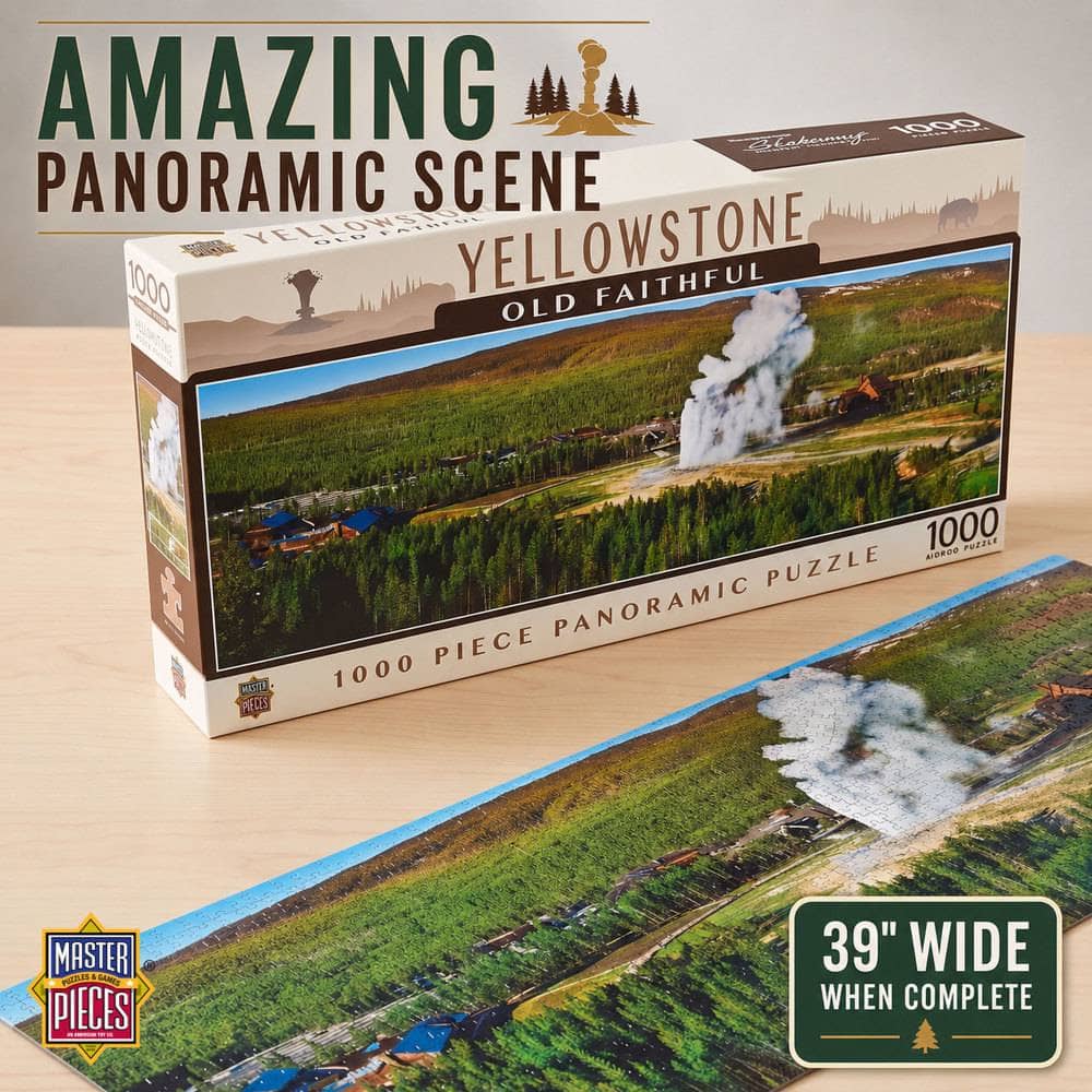 Yellowstone Old Faithful 1000 Piece Panoramic Jigsaw Puzzle