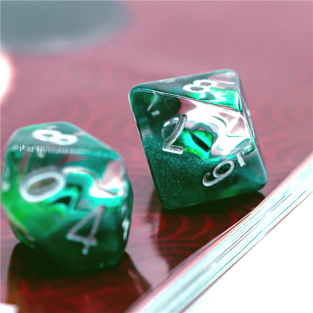 Green Demon Eye Dragon Eye Dice 7-Dice Set Resin Dungeons and Dragons Dice (Online Only)