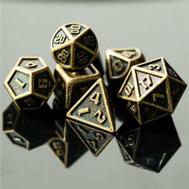 Bronze Mini Metal Dice Ancient Effect | (10mm to 15mm) 7-Dice Udixi RPG (Online Only)