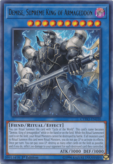 Demise, Supreme King of Armageddon [CYHO-EN030] Rare (ONLINE ORDER ONLY)