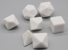 White Opaque (unink) 7-Dice Set of Polyhedral Dice for DND, RPG (Online Only)